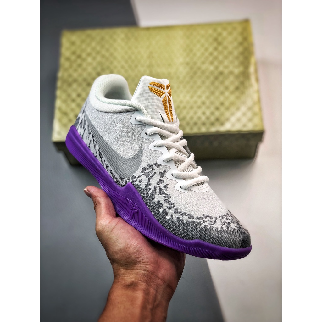 Ready Kobe Mamba Rage Men s Basketball Shoes Grey Purple Shopee Philippines