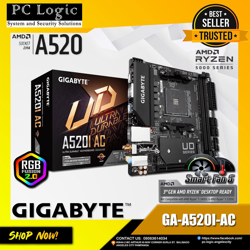 Gigabyte AMD Ryzen A520 AM4 Mini-ITX Motherboard