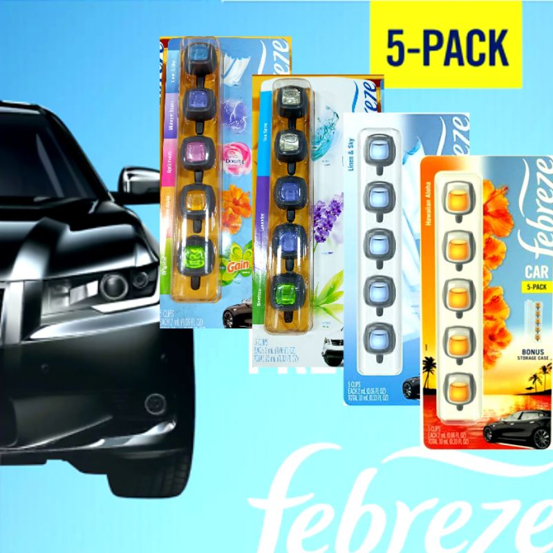 Febreze Air Freshener Car Vent Clips,0.06 oz, 5-count