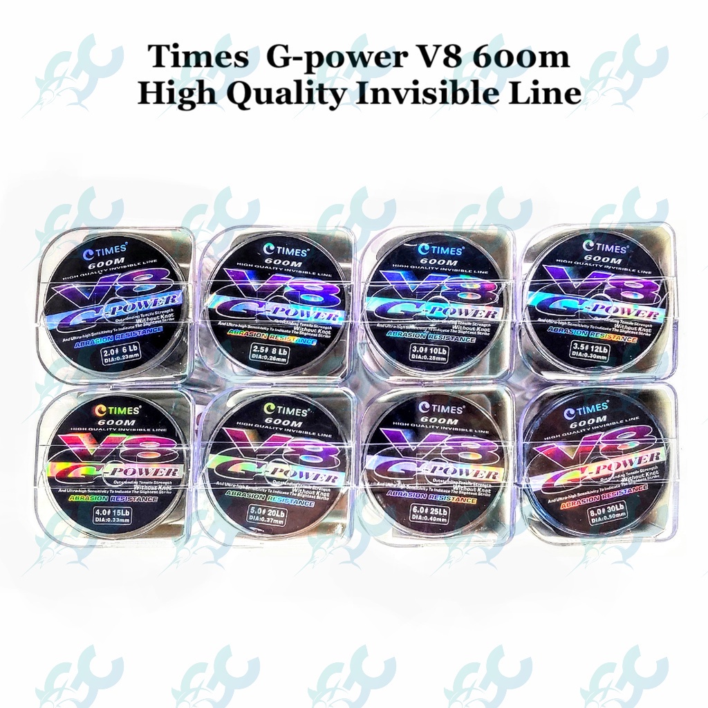 Times G-Power V8 600m High Quality Invisible Fishing Line 6lb 8lb 10lb 12lb  15lb 20lb 25lb 30lb