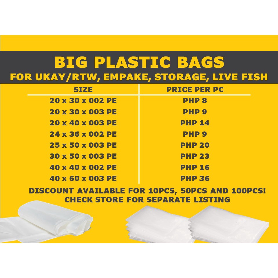 Big plastic discount bags for storage