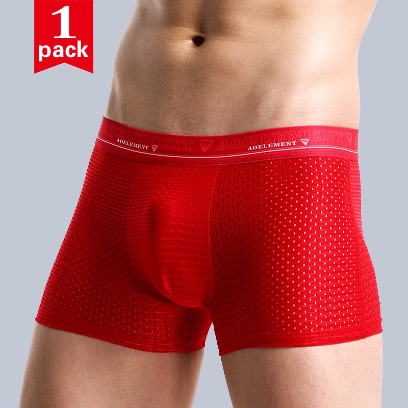 Men's Triangle Briefs Laser Embossed Pattern Waistband Modal Low
