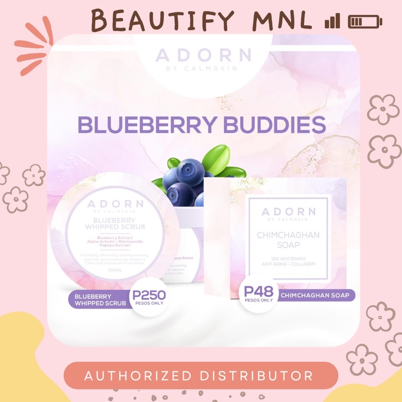 Adorn: BLUEBERRY WHIPPED SCRUB & CHIMCHAGHAN SOAP | Shopee Philippines