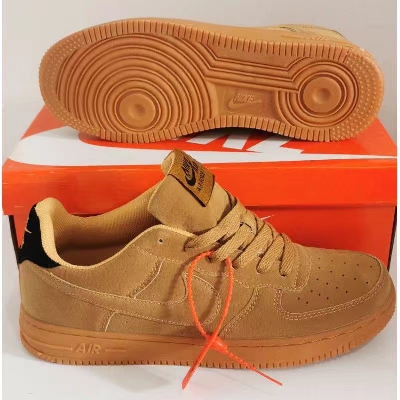 Fashion Airforce 1 flax brown thick sole rubber shoes sneakers for