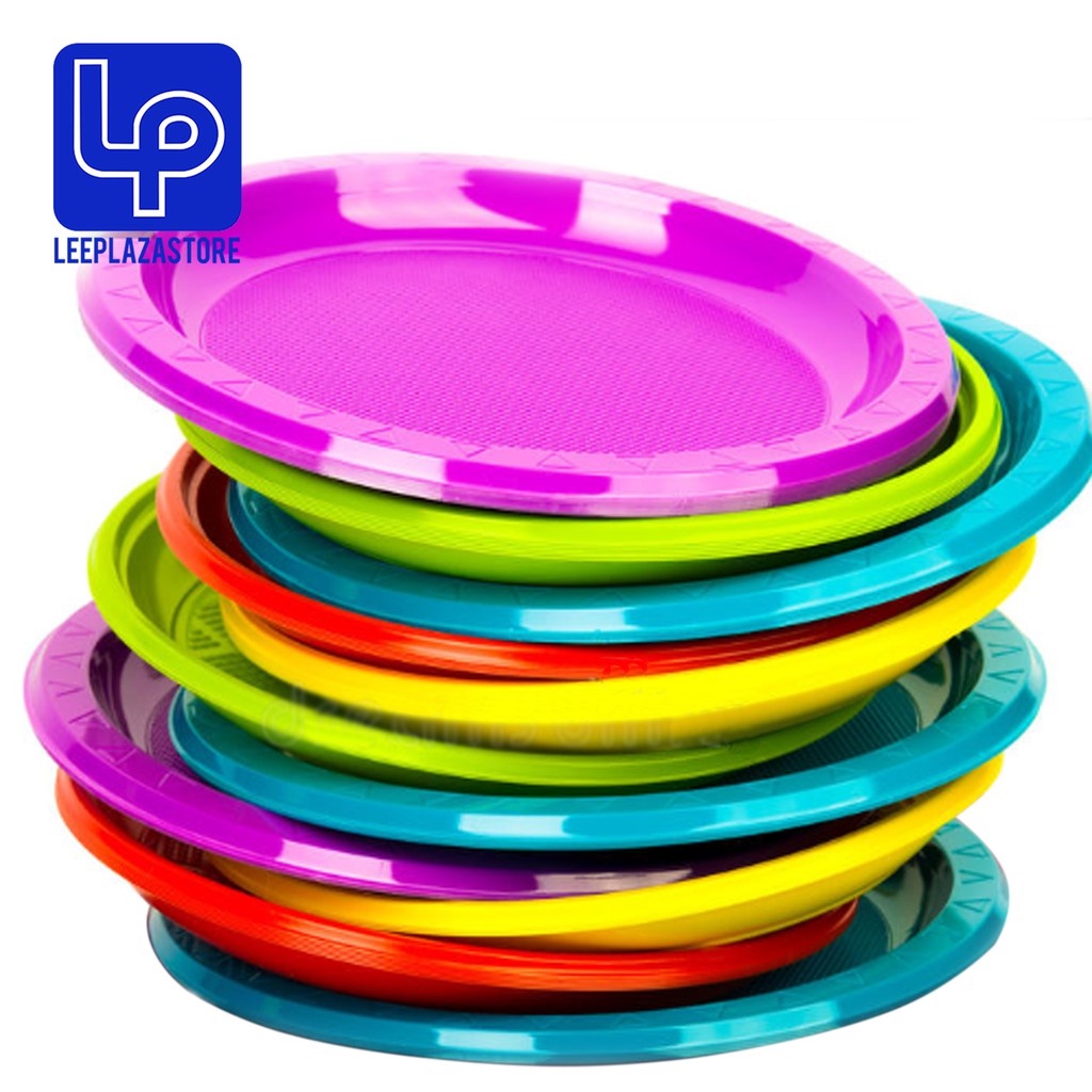 12 pcs 9inches Disposable Round Party Plastic Plates Shopee