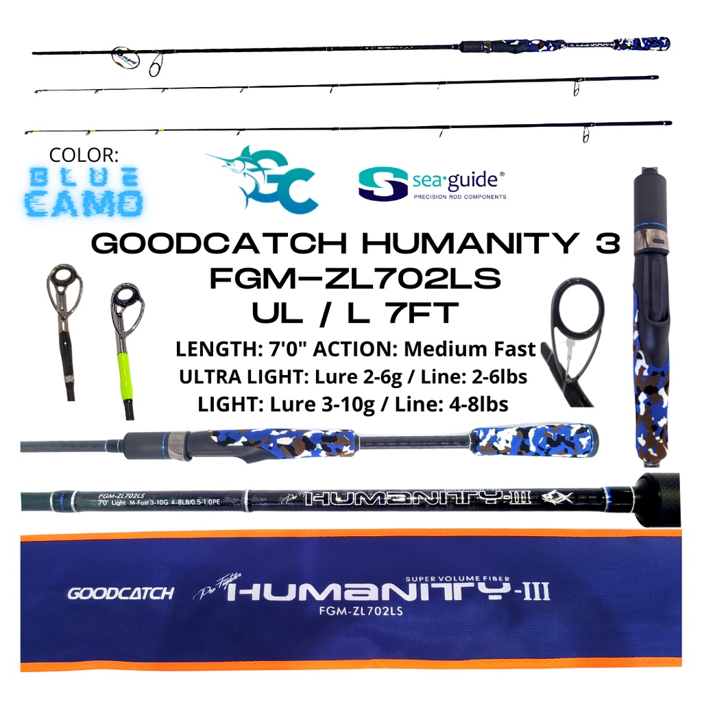 SALE GoodCatch GC Humanity 3 702LS 7FT Ultra Light / Light Medium Fast Fishing  Spinning Casting Rod
