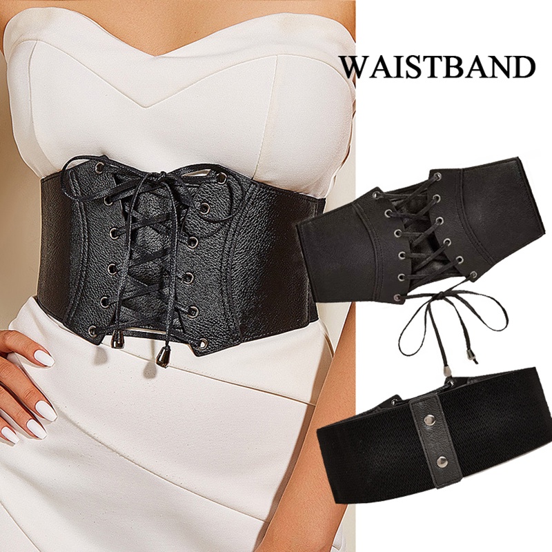 Layered Swallow Tail Waist Seal Dress Decorative Belt Wide Black