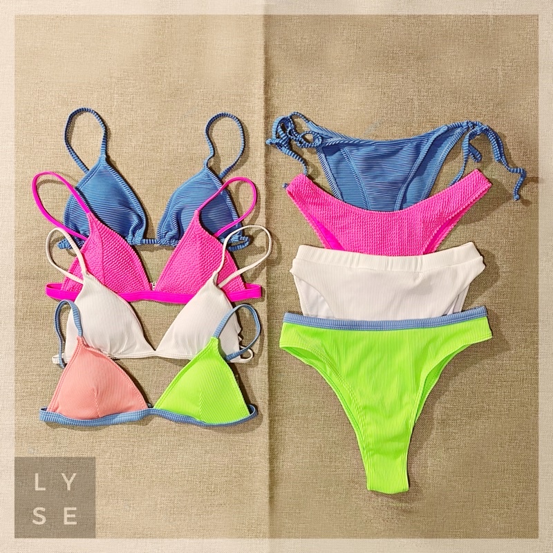 Women's Beachwear Small Breasted Bikini Sets Classic Solid Color