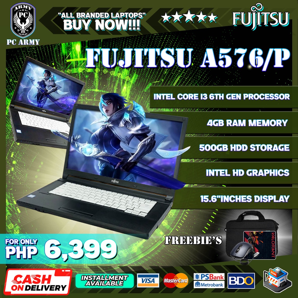 FUJITSU A576/P LAPTOP INTEL CORE I3 6TH GEN/ 4GB / 500GB HDD