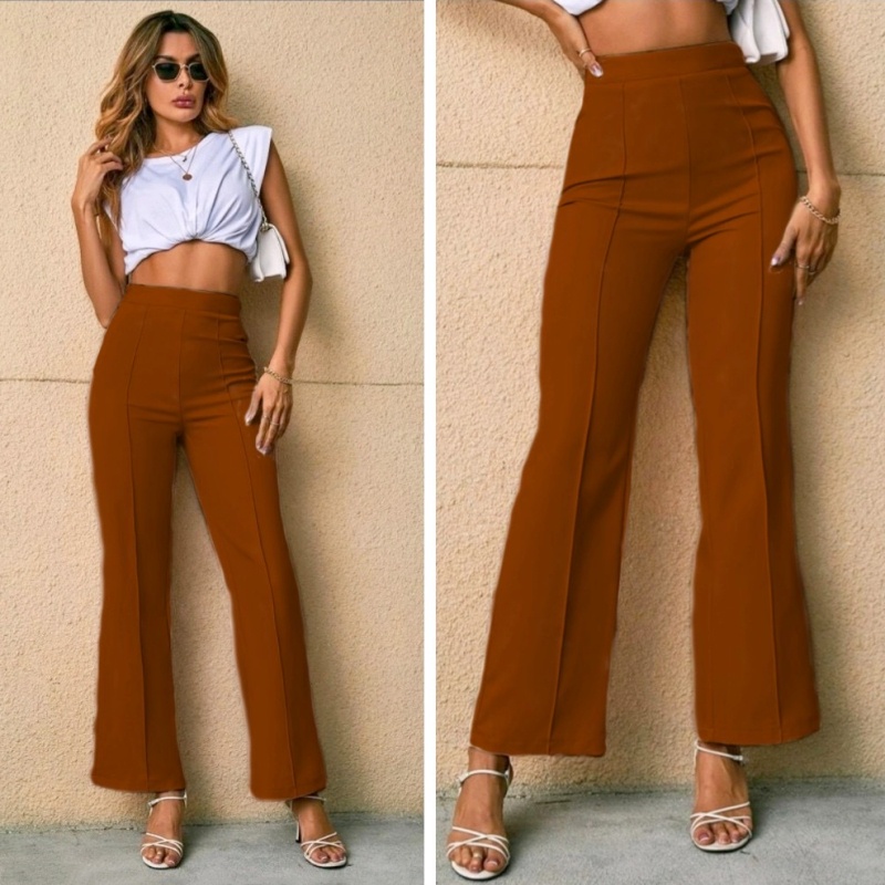 Formal high waist pants for women stretchable wide leg pants for