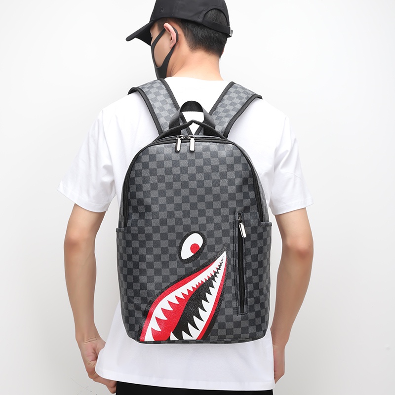New Men's Sprayground Shark Backpack Computer Sprayground Shark Backpack  Shark Fashion Large Ca