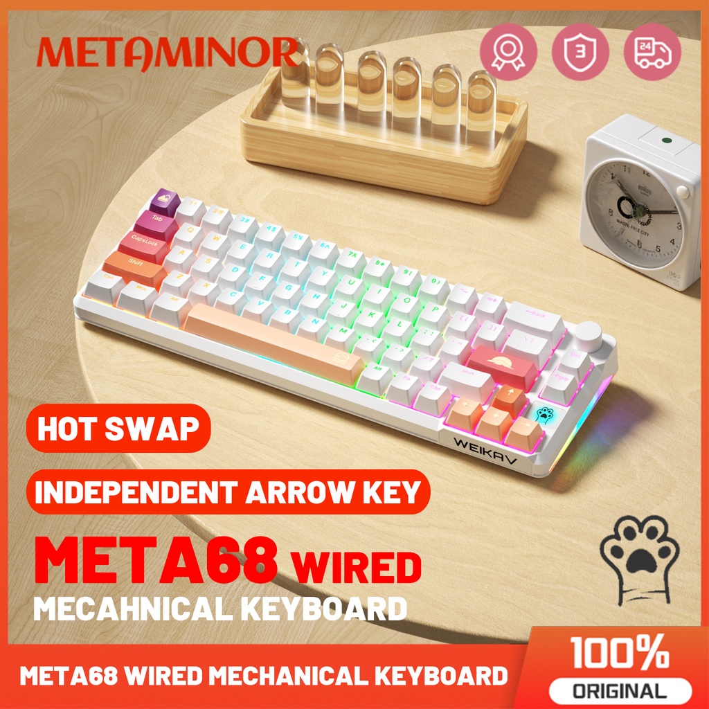 Weikav Record Wired Alice Mechanical Keyboard Aluminum Hot Plug 67 Key With  Rgb Light Customized Game