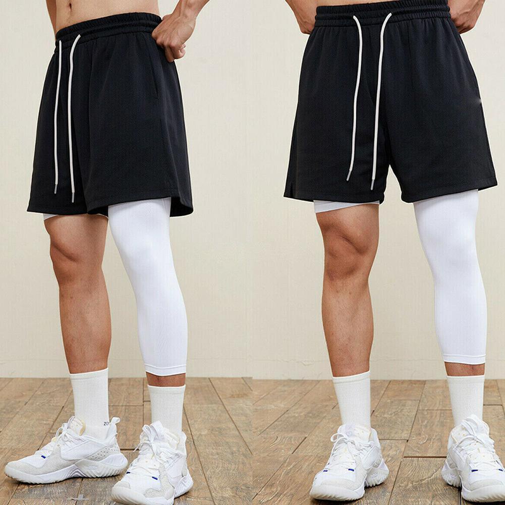 Summer Mens Cropped One Leg Compression Leggings For Running