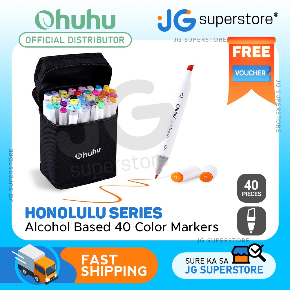 Ohuhu 40 Colors Dual Tips Alcohol Art Markers, Fine & Chisel Great Gift Idea