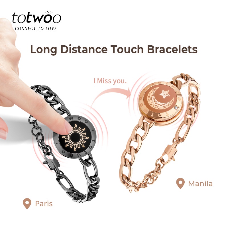 TOTWOO long distance touch bracelet with light up and vibration, promise  bracelet for couple and couple bracelet for lover / long distance  relationship gifts for smart bracelet