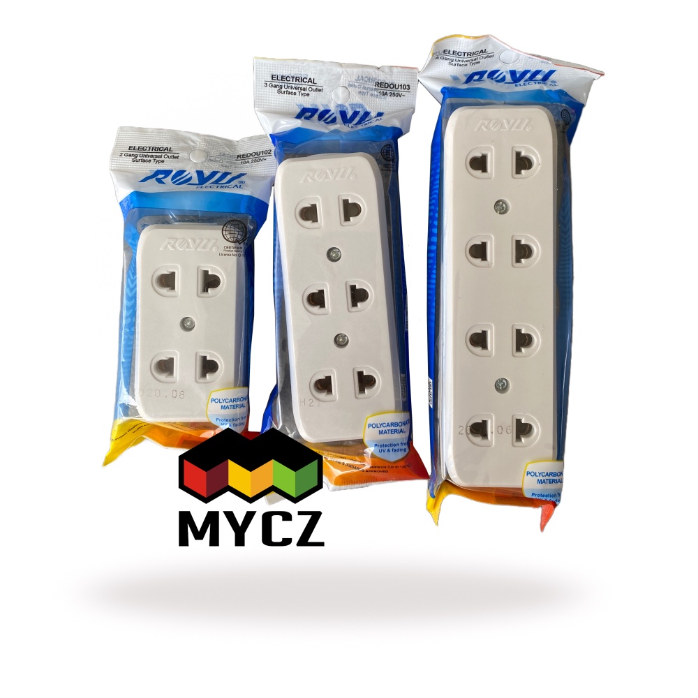 ROYU 3 Gang Universal Outlet Extension Cord