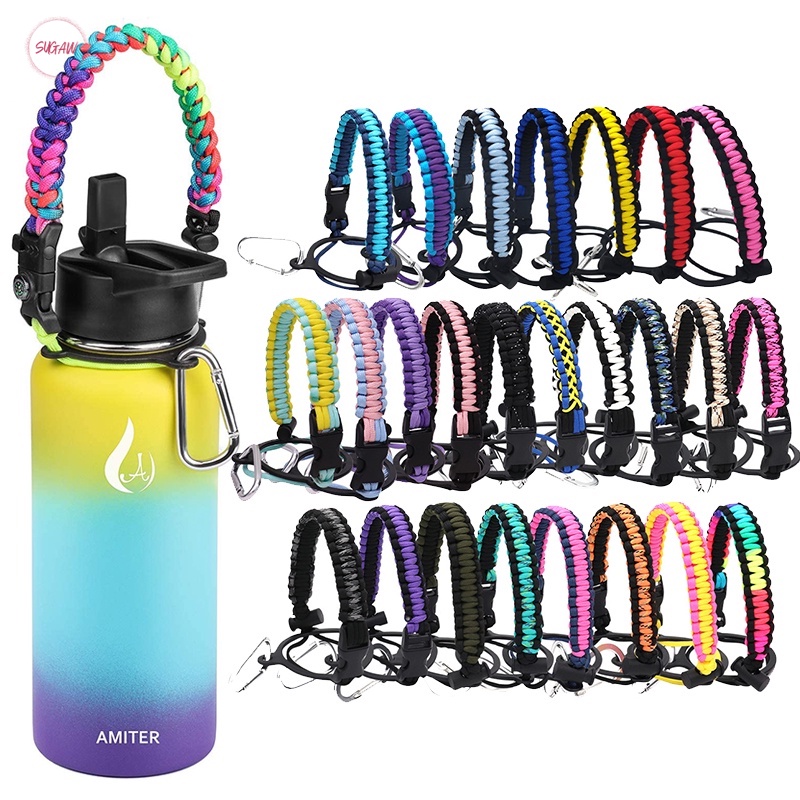 Hydro Flask Cover Paracord Handle Cup Rope Aquaflask Tumbler Water Bottle  Handle Strap Paracord Cup Rope 12-64oz SUGAW