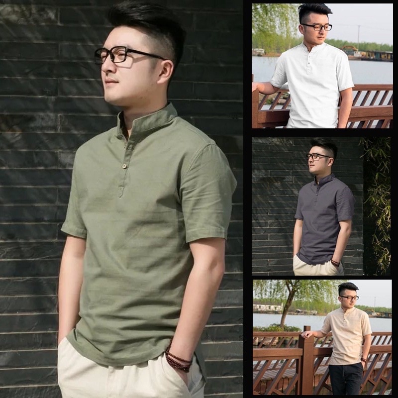 Men Shirt Long Sleeve Shirt Classic Korean Men's Plain Casual Fashion  Business Formal Polo