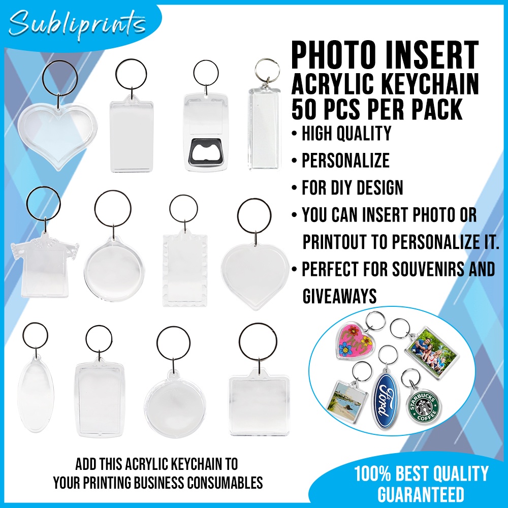 10 Pack Acrylic Blank Acrylic Keychains Inserts For Men And Women