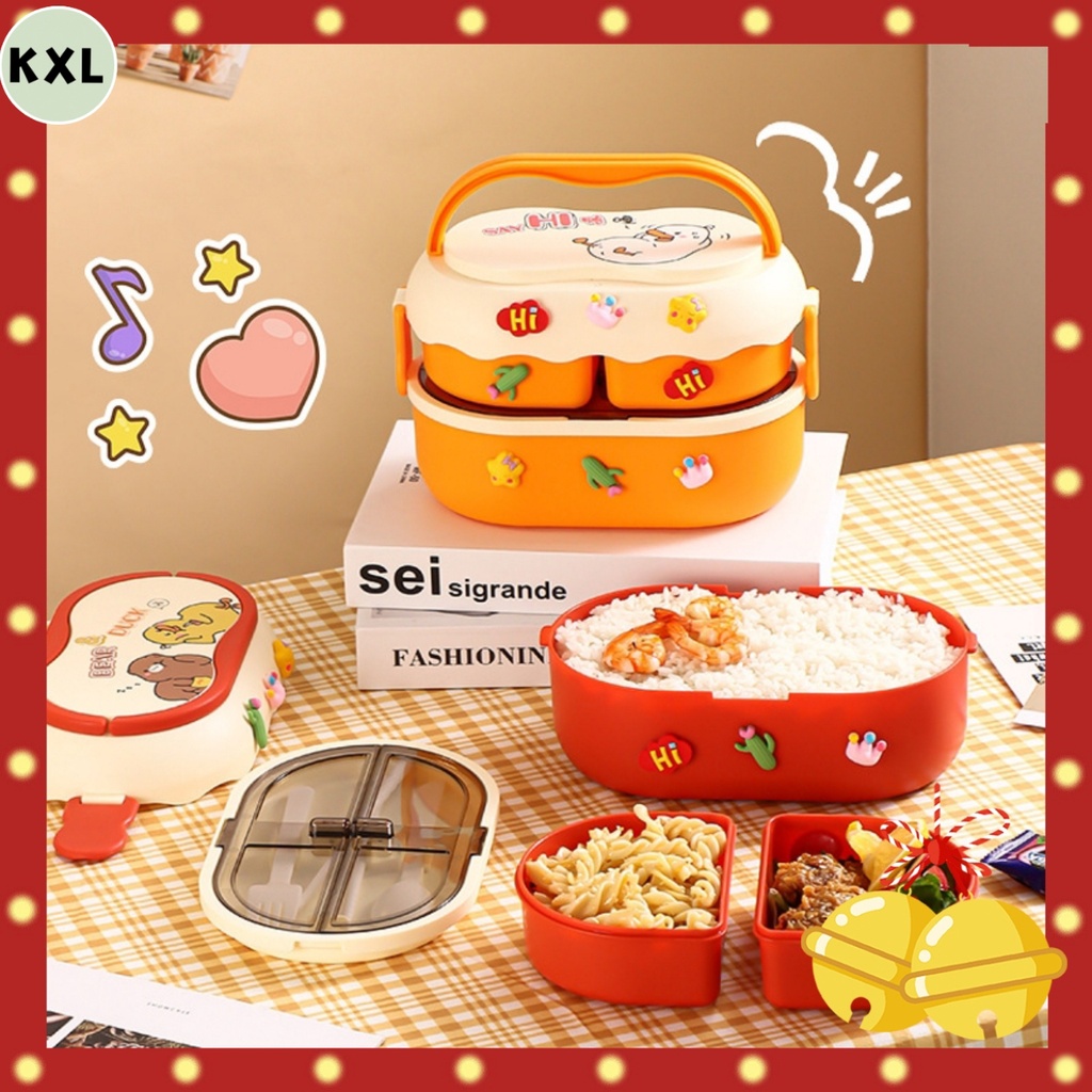 Kawaii Portable Lunch Box For Girls School Kids Plastic Picnic