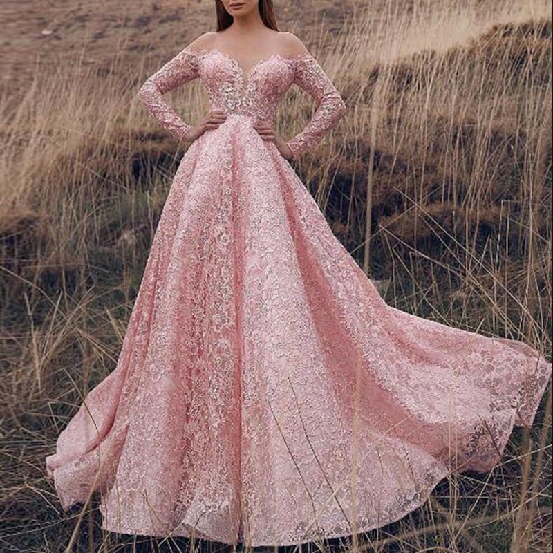 Long sleeve 2024 prom gown