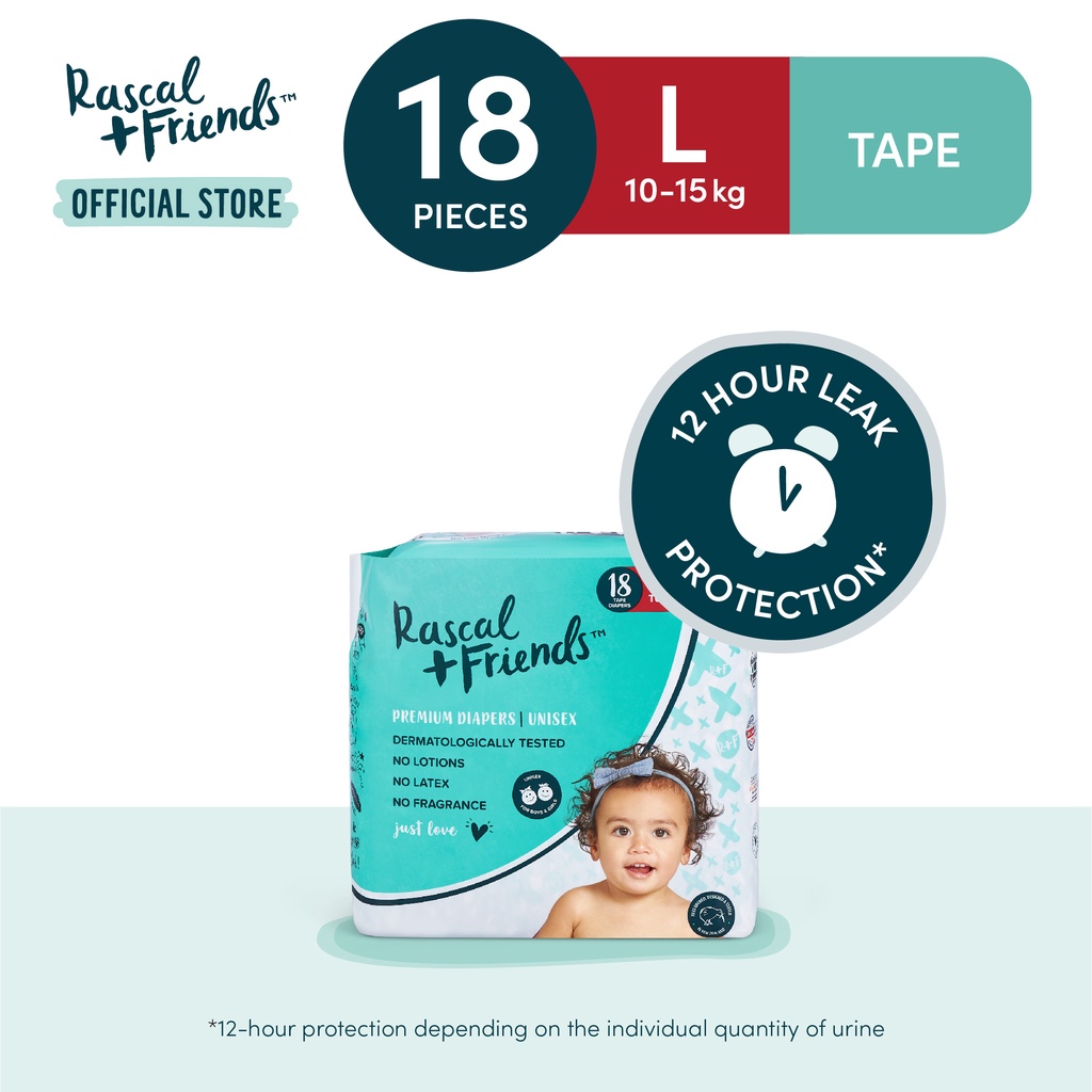 Rascal + Friends Tape Diaper Convenience Pack - Large, 18 Pads