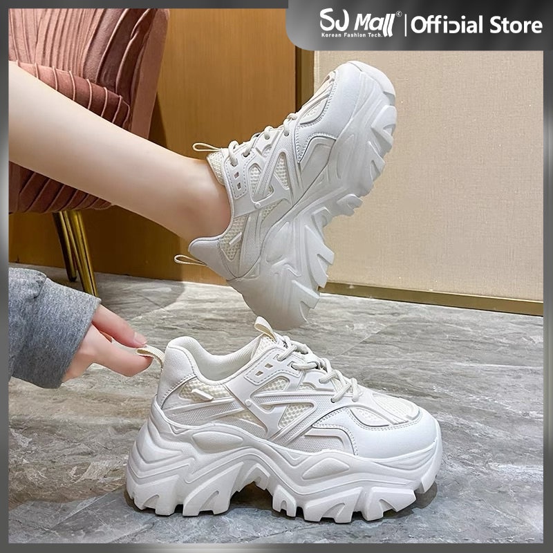 korean high cut White sneaker for women chunky shoes