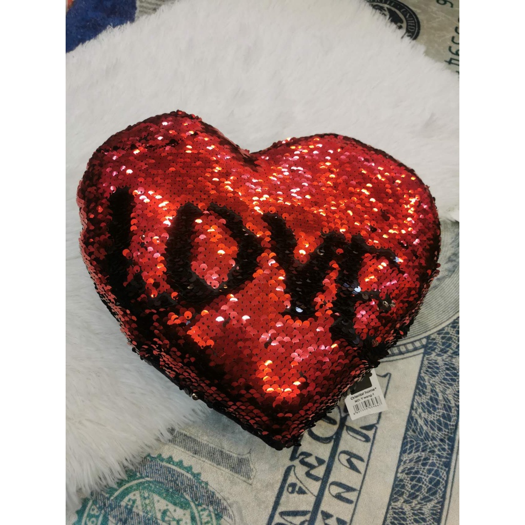 Sequin store heart pillow