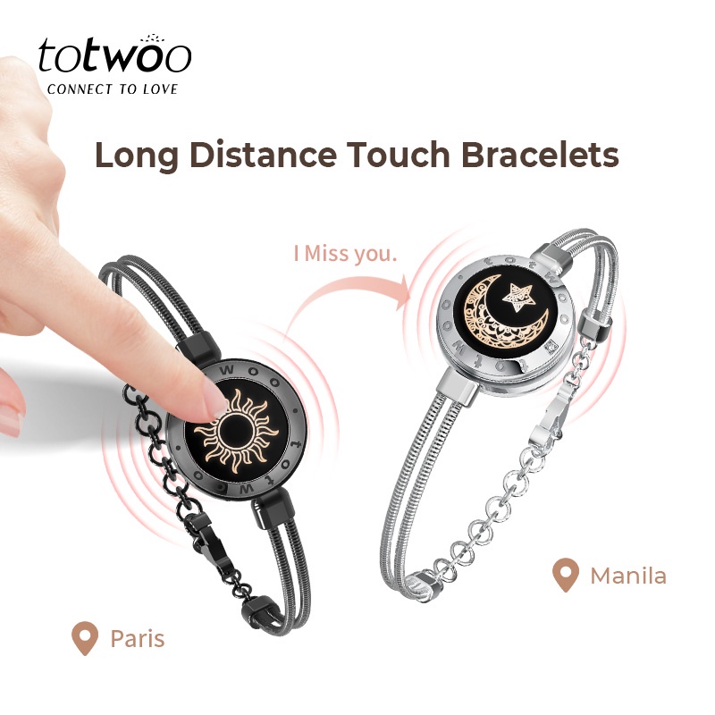 totwoo Single Bracelet – Long Distance Relationship Bracelet for Couples | Smart Jewelry His and Hers Touch Bracelets for Couples