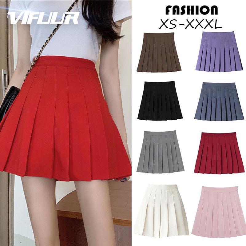 High waisted pleated outlet red skirt