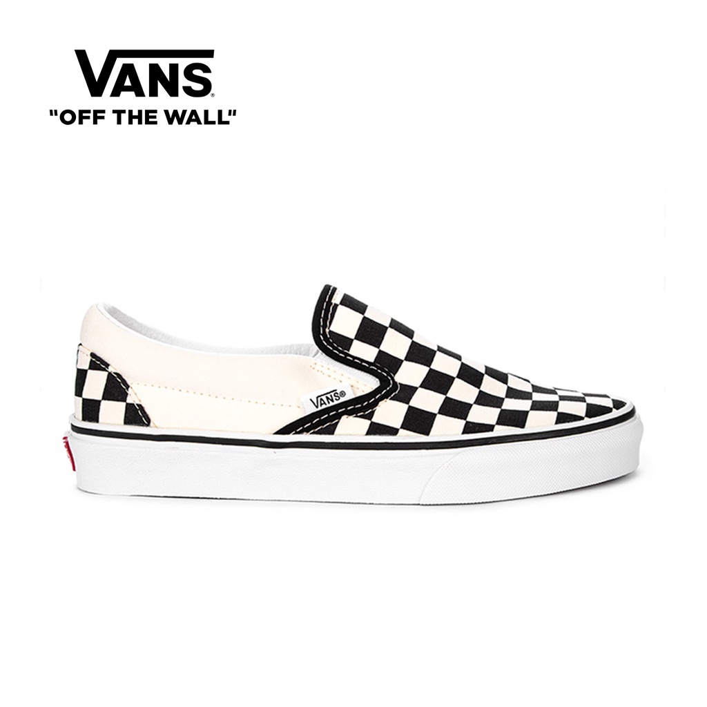 Vans Men Classic Slip On Black And White Checker White Canvas