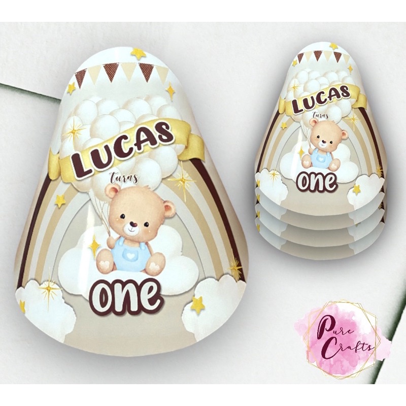 Personalized Customized BOHO TEDDY BEAR Clouds Brown Rainbow themed PARTY HATS 1 piece Shopee Philippines