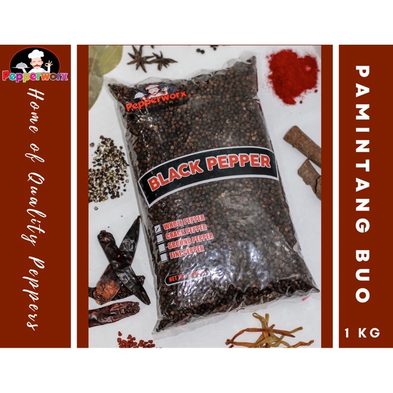 Pepper Worx PAMINTA Black Pepper Whole Buo 1kg Shopee Philippines