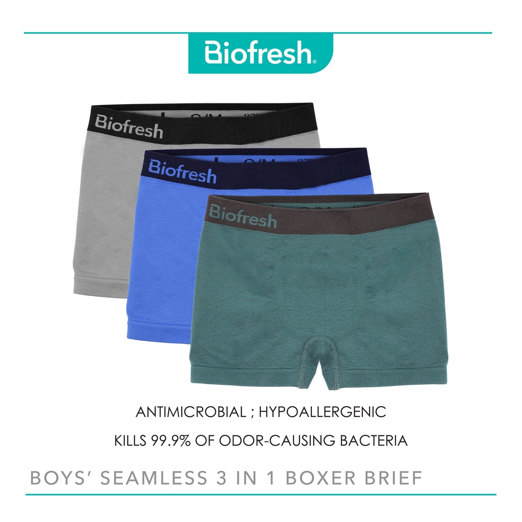Biofresh Boys' Antimicrobial Seamless Boxer Brief 3 pieces in a