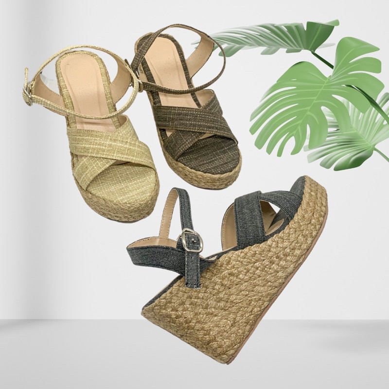 LIZZIE criss cross strap abaca wedge Liliw made sandals for women