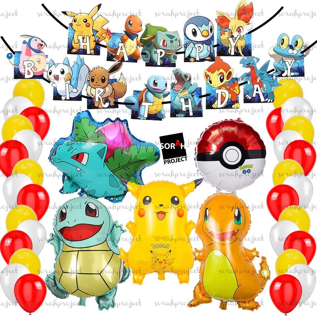 Pokemon Go Balloons Bulbasaur, Squirtle, Charmander, Pokeball 