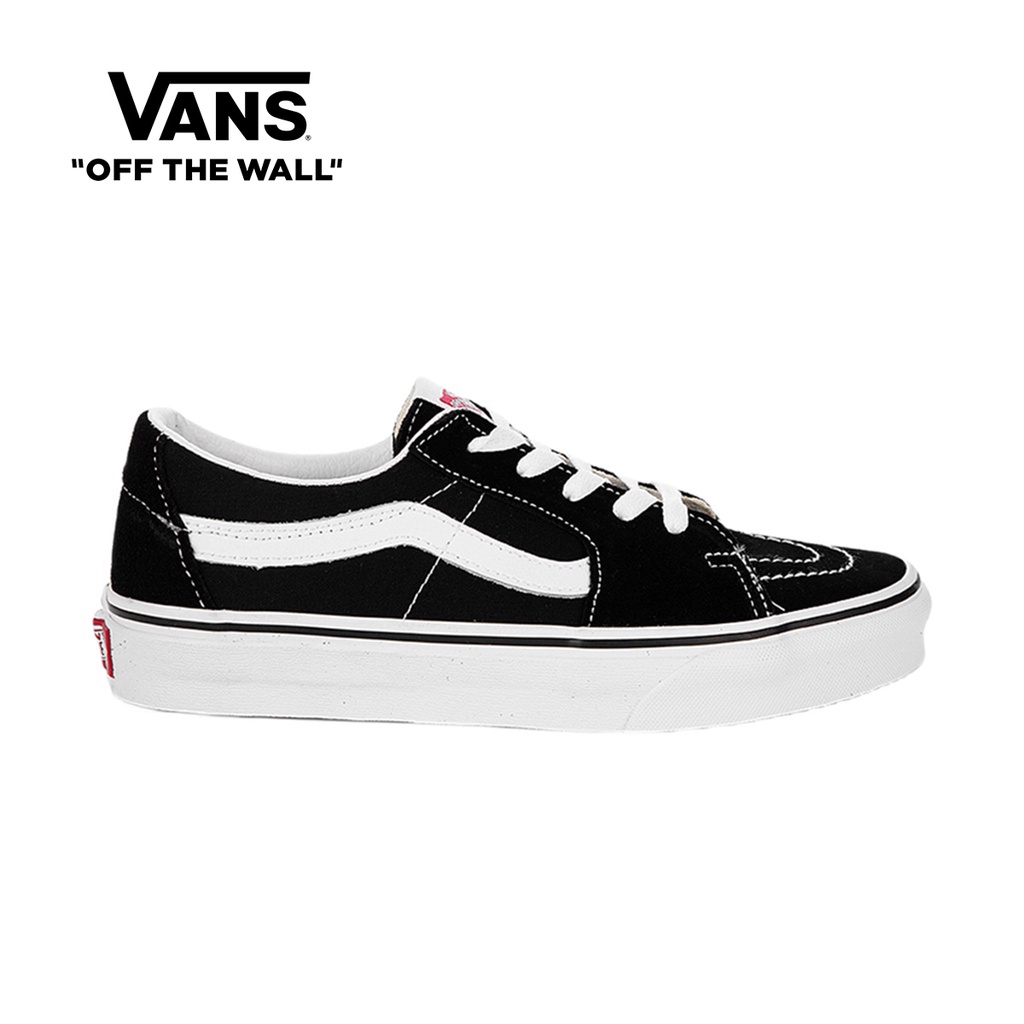 Vans Sk8 Low Black True White Suede Sneakers For Unisex