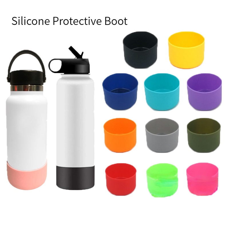  Protective Silicone Boot for 12oz - 24 oz Hydroflask Water  Bottles Tumbler Anti-Slip Bottom Sleeve Cover Bumper Cup Bottom Sleeve -  Stanley Cup Accessories,Black : Sports & Outdoors