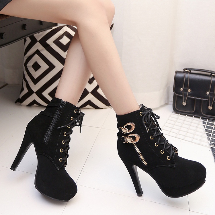 Black booties 4 inch hot sale heel