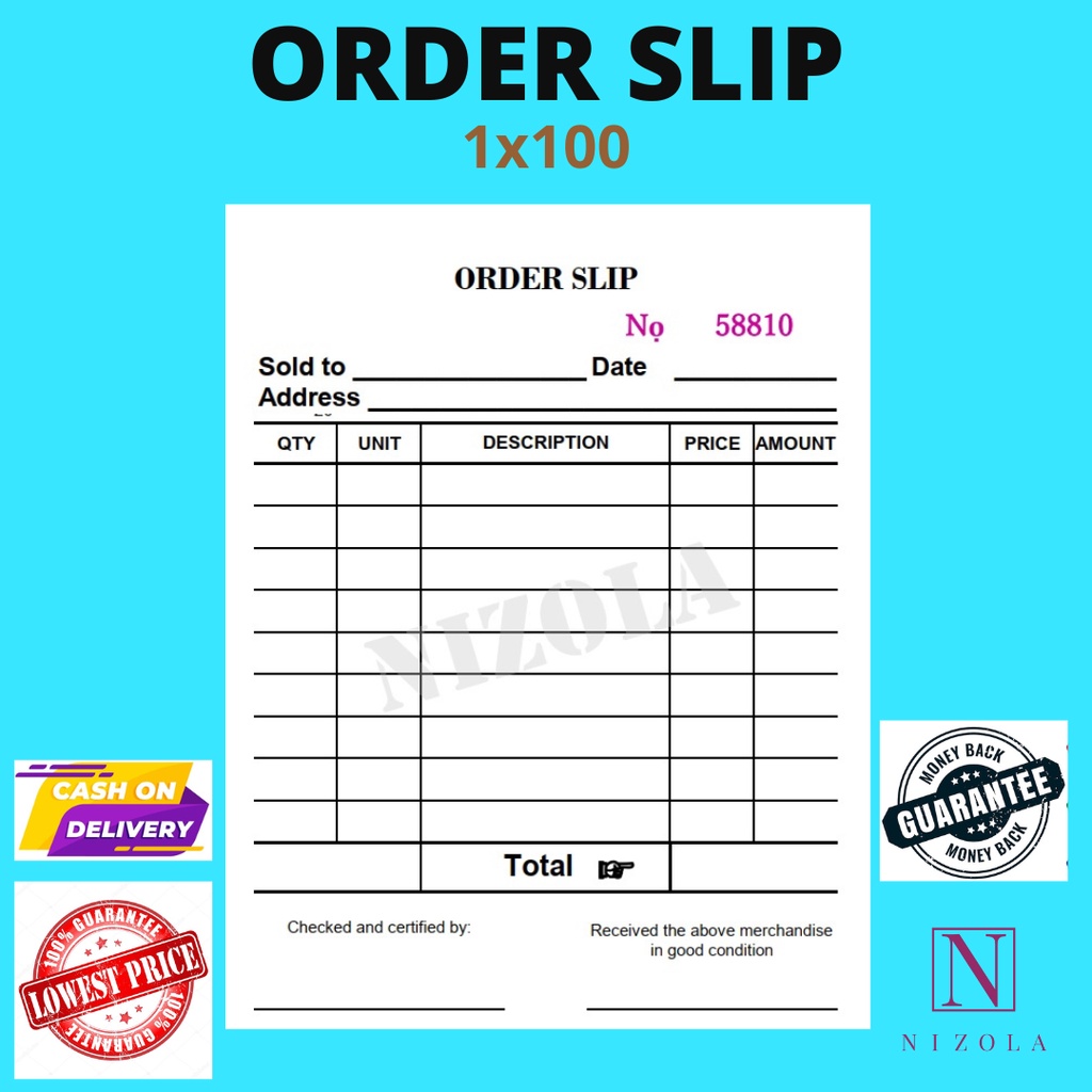 Order Slip (5Pads) - With Duplicate