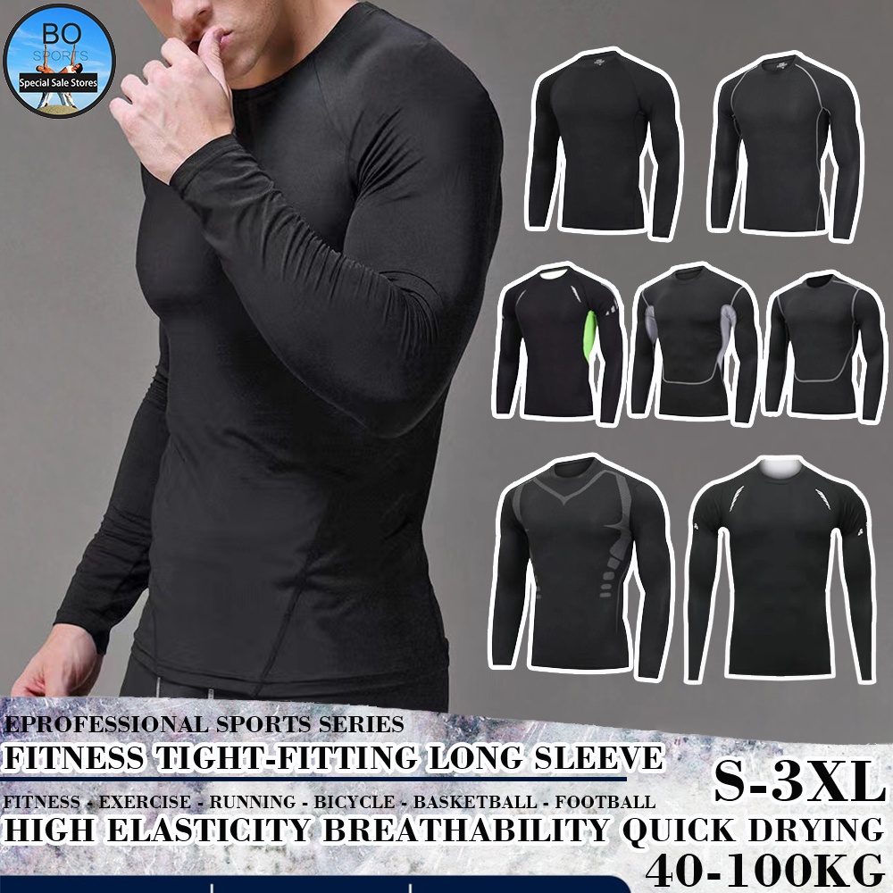 Men's Compression Quick Dry T-Shirt Base-Layer Sports Tight Long Sleeve Top  US