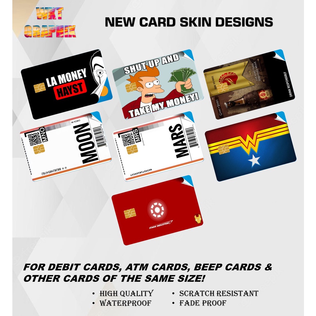 LUXARY BRANDS CARD SKINS FOR DEBIT CARDS AND BEEP CARDS