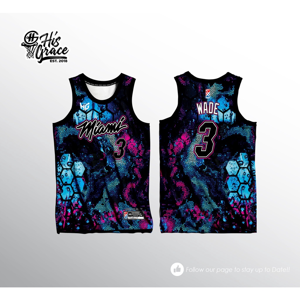 MIAMI HEAT WADE BLACK HG JERSEY FULL SUBLIMATION