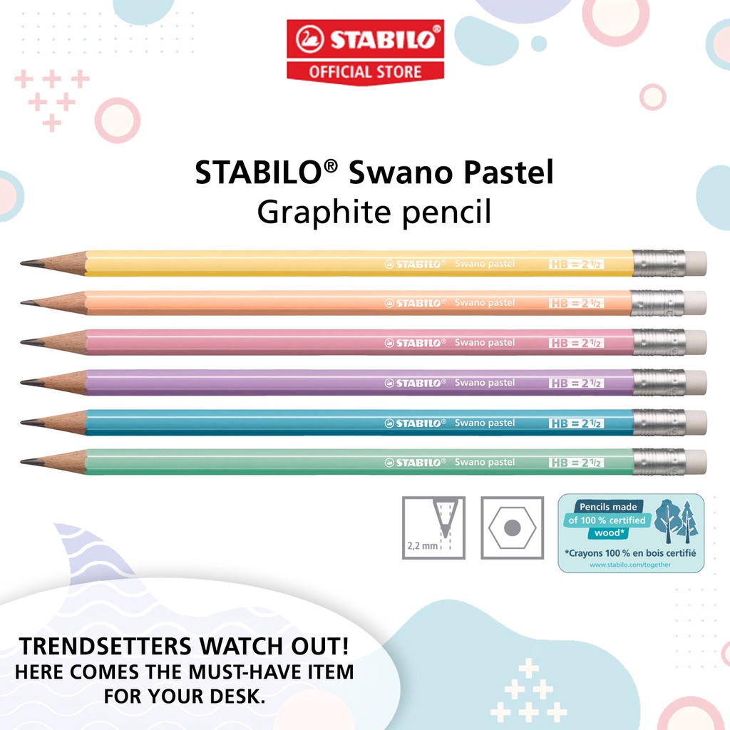 Graphite pencil STABILO Swano Pastel - pack of 6, HB