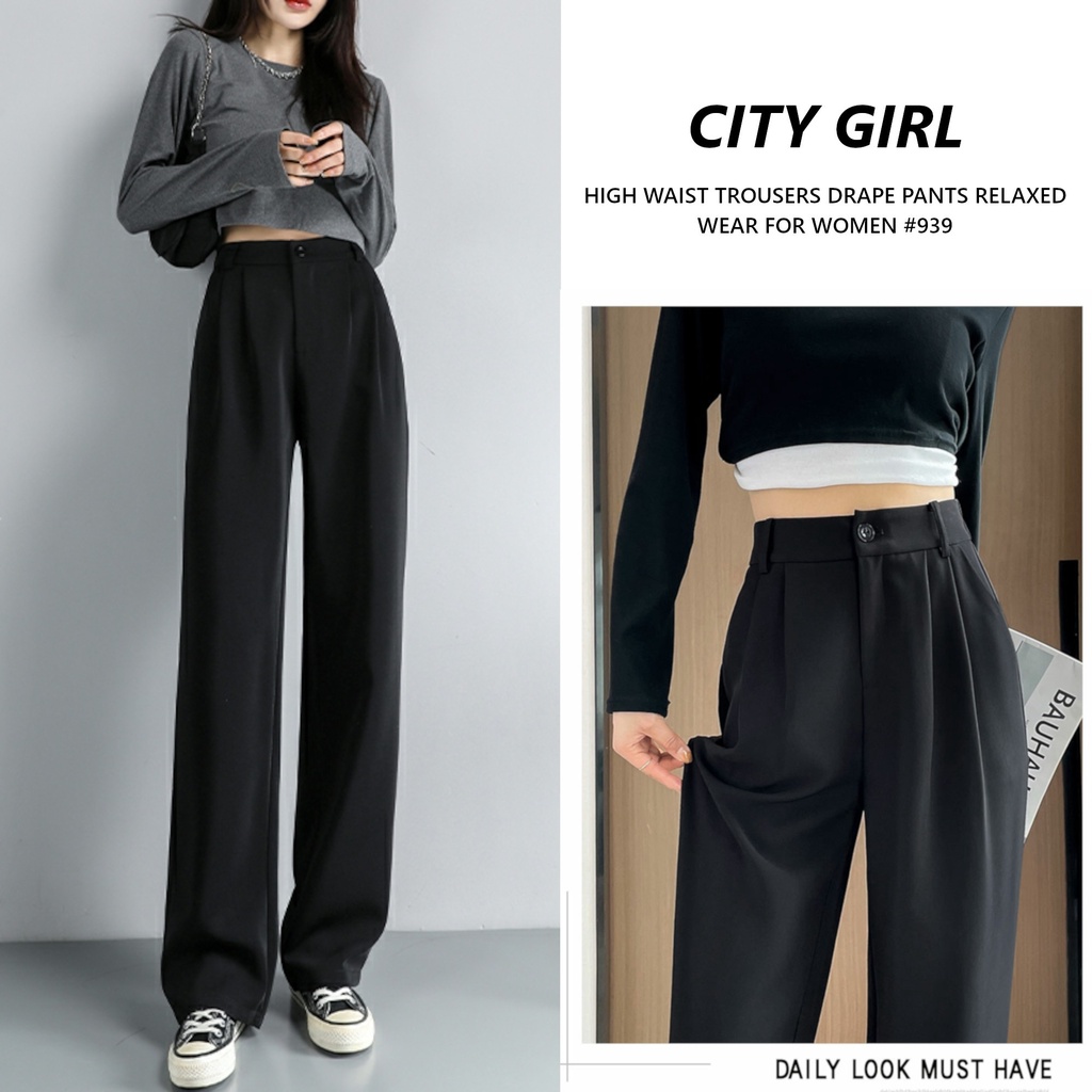 Belt high-waist trousers - Women