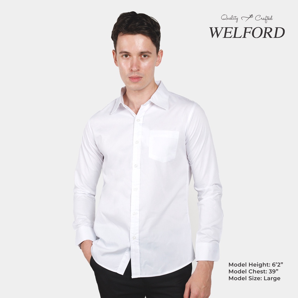 2PCS u0026 1PC Plain Long Sleeves Polo WHITE COLLECTION ( R - MYSTERY White LS)  by Welford Slim Fit | Shopee Philippines
