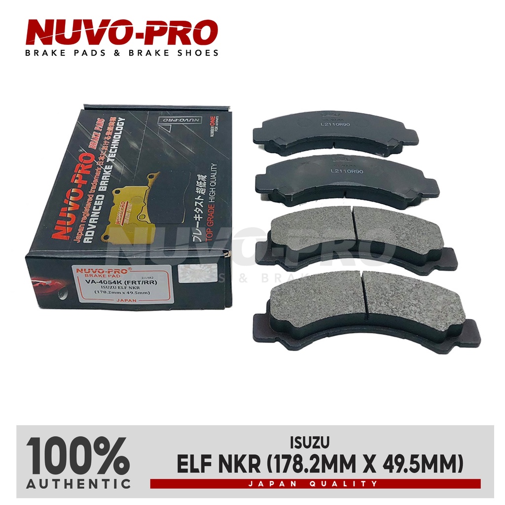 Nuvo-Pro Brake Pads Front & Rear Isuzu Elf NKR (178.2MM X 49.5MM) VA-4054K  SET | Shopee Philippines