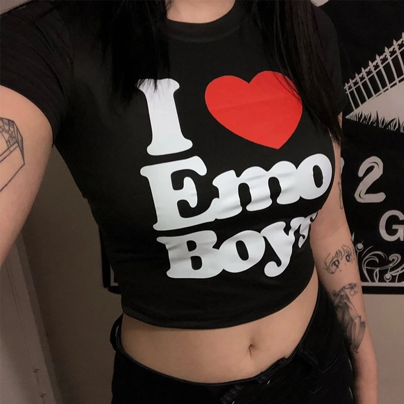 I Love Emo Girls T Shirt Y2k Aesthetics Emo T Shirt -  Israel