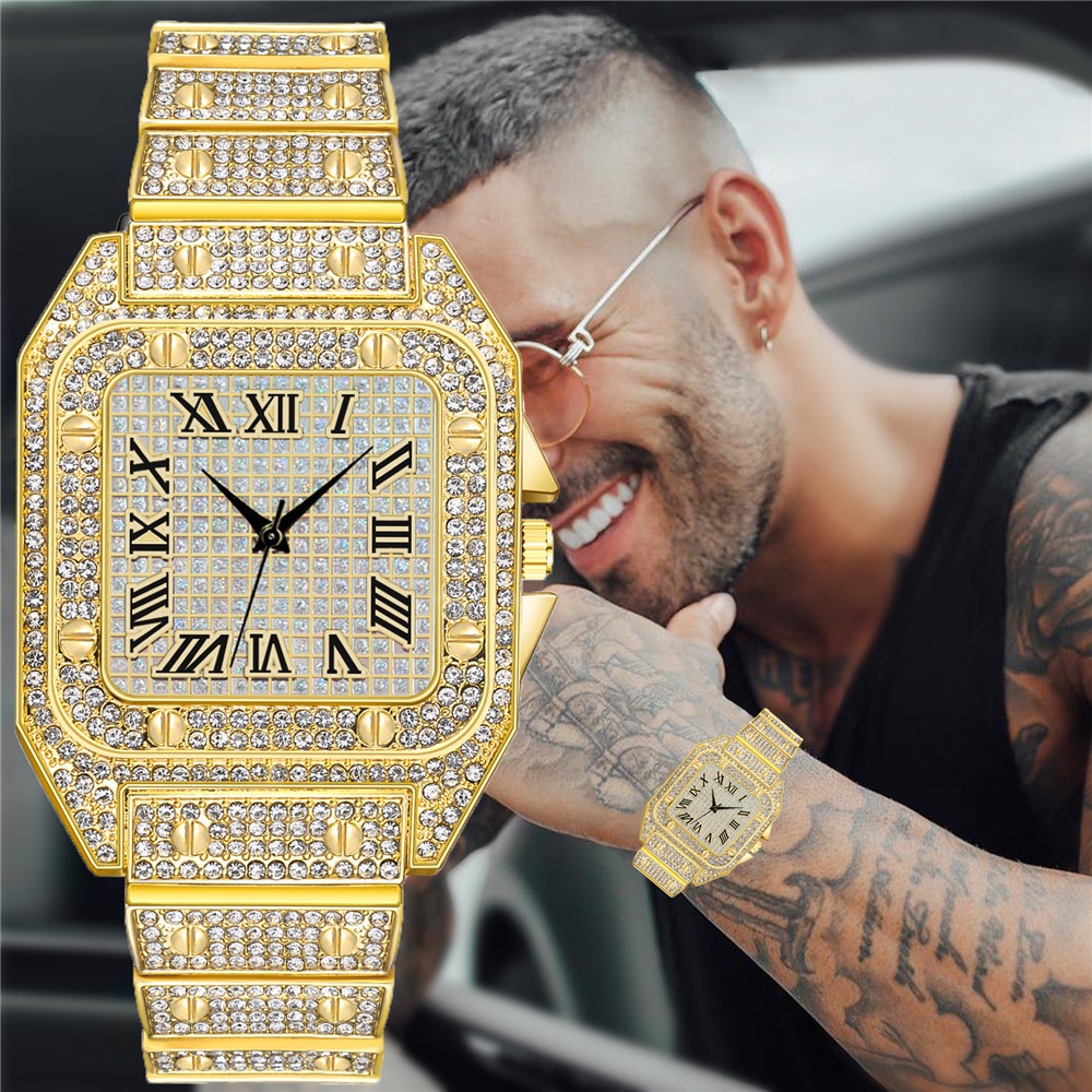 Iced out cheap watch on wrist