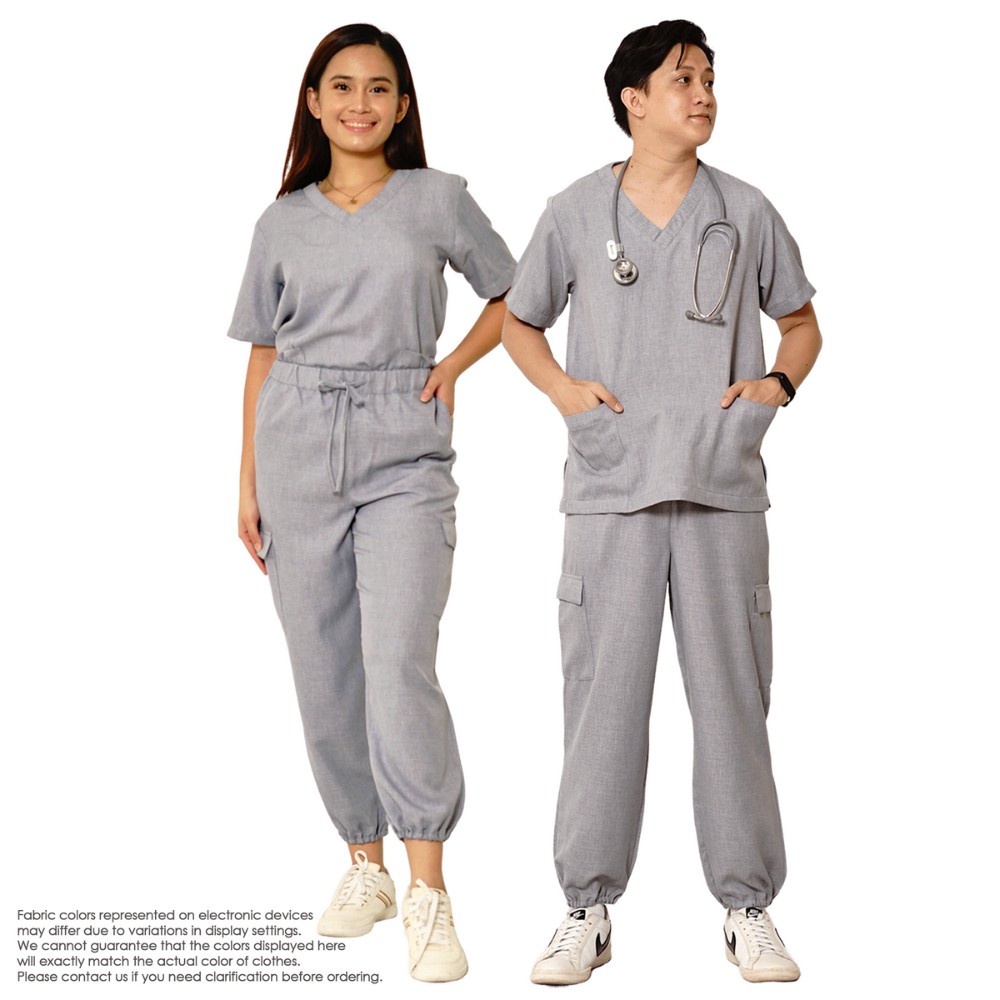 828 Uniforms Unisex Scrub Suits-V-Neck-Cotton Blend-Steel Grey